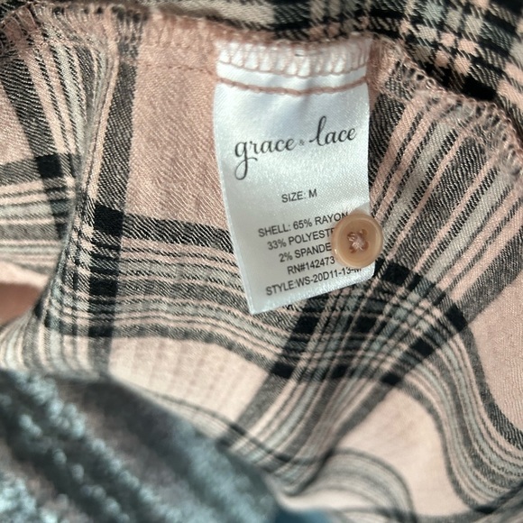 G&L Pink and Black Plaid Button-Up Shirt - Picture 5 of 5